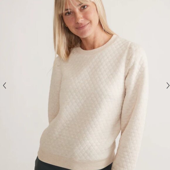 Marine Layer Sweaters - Marine Layer Corbet Quilted Crewneck Sweater Puff Sleeve Oatmeal Women's XL
